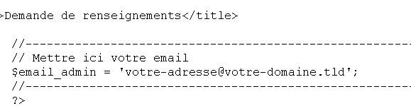 Formulaire de contact éditeur html